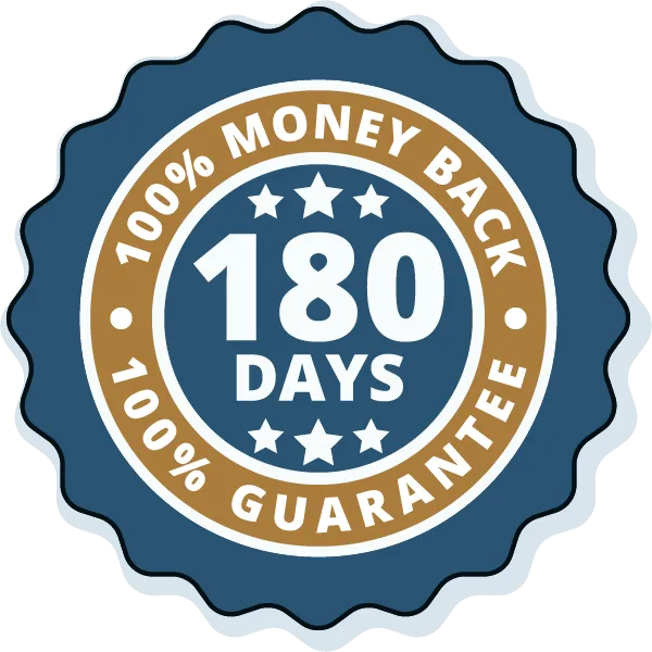 180 day money back guarantee badge shown with TitanFlow offer